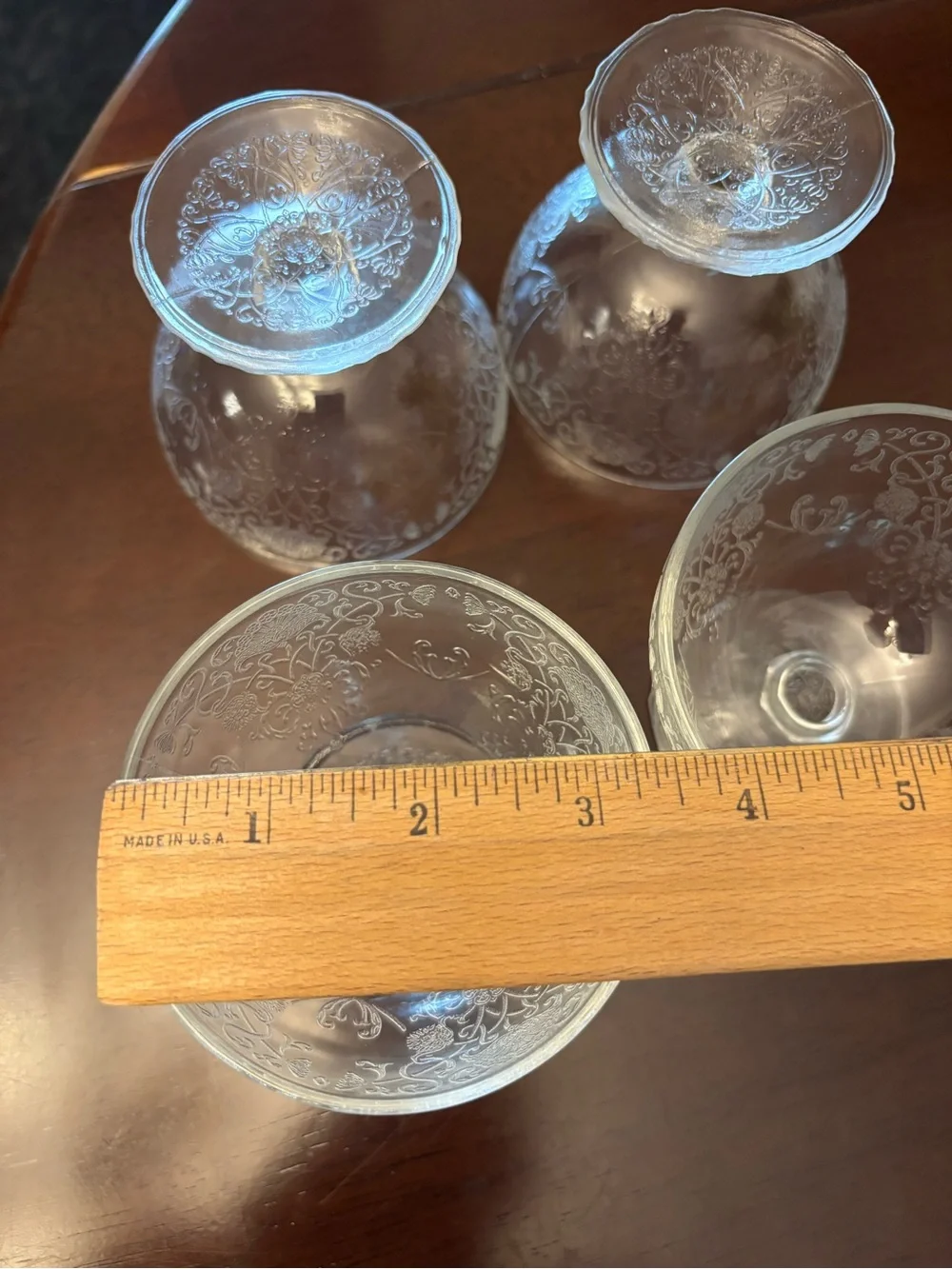 Hazel Atlas Florentine #1 Clear Glass Sherbet Dishes set of 4 Depression Glass